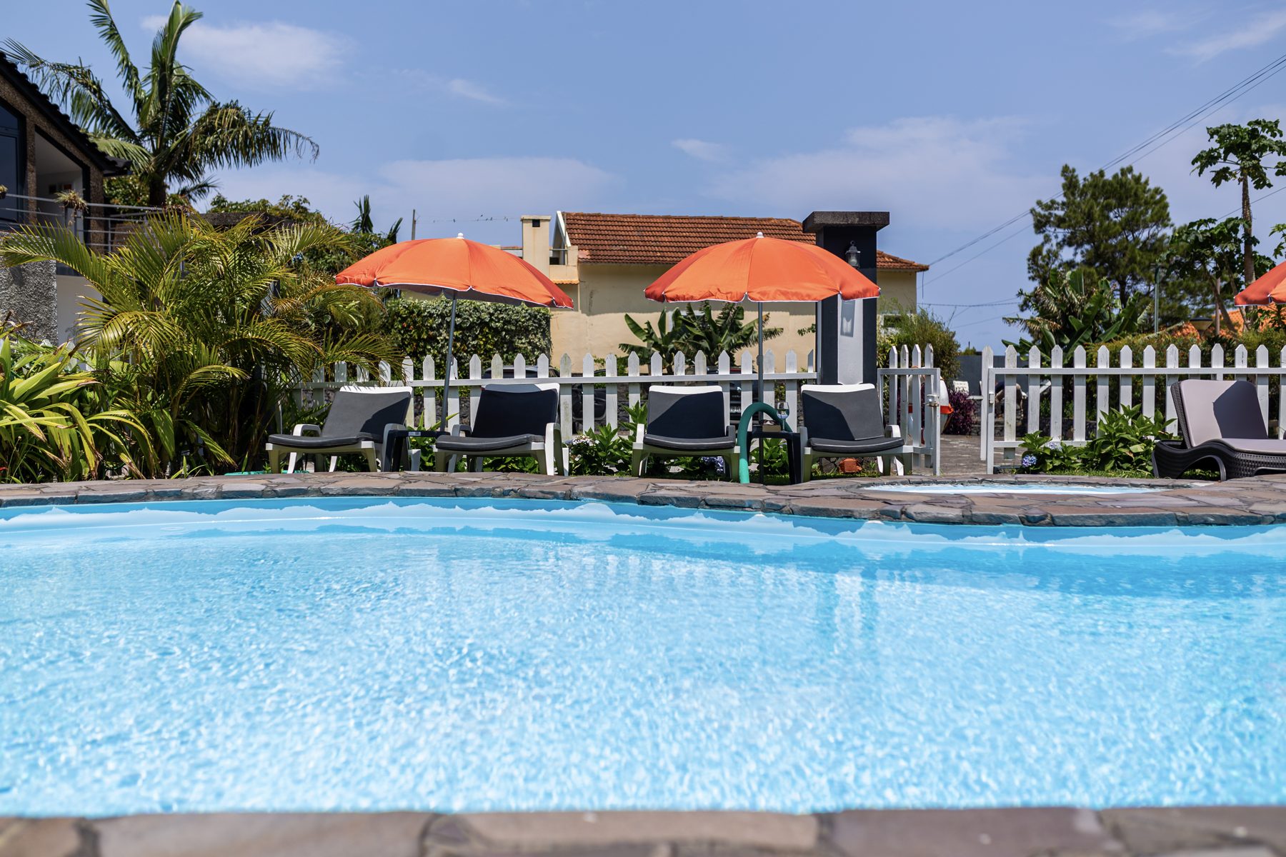 A garden with a pool in it, not a hotel with a garden.